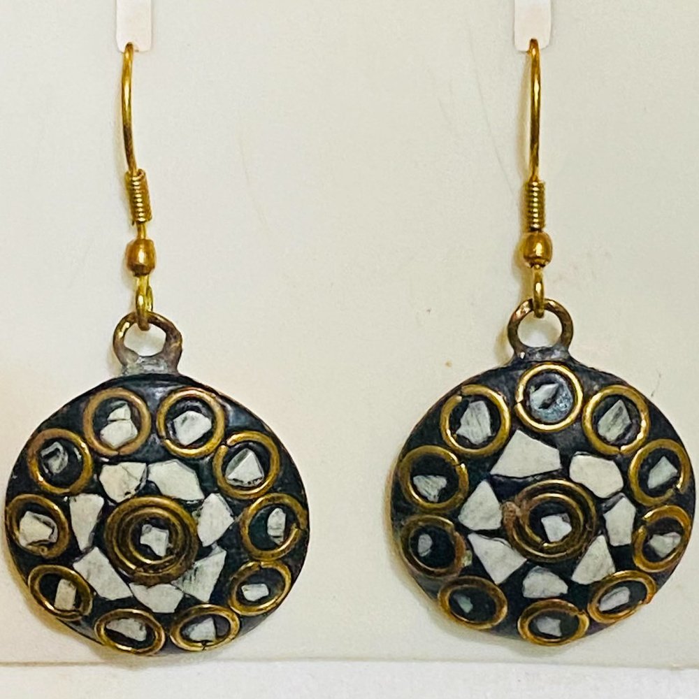 Hand-Made Brass Hook Dangle Boho-Indian-Vibrant Classic Lightweight Earring.